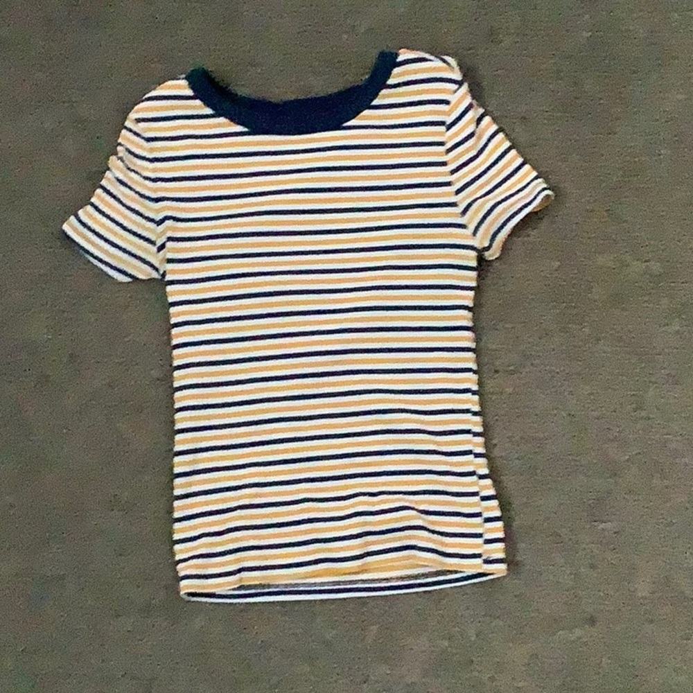 BLUE AND YELLOW STRIPED SHIRT
